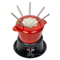 Fondue de ferro fundido de esmalte vermelho